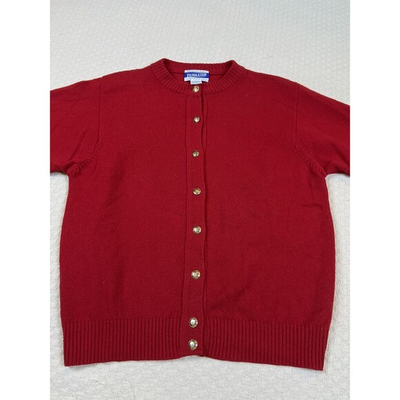 Vintage Pendleton Cardigan 100% Virgin Wool Sweater Preppy | Red | Women's Small - Picture 2 of 14